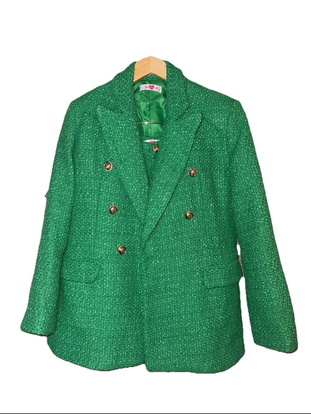 BuddyLove Tucker Tweed Blazer W Shorts Set Green Womens Medium